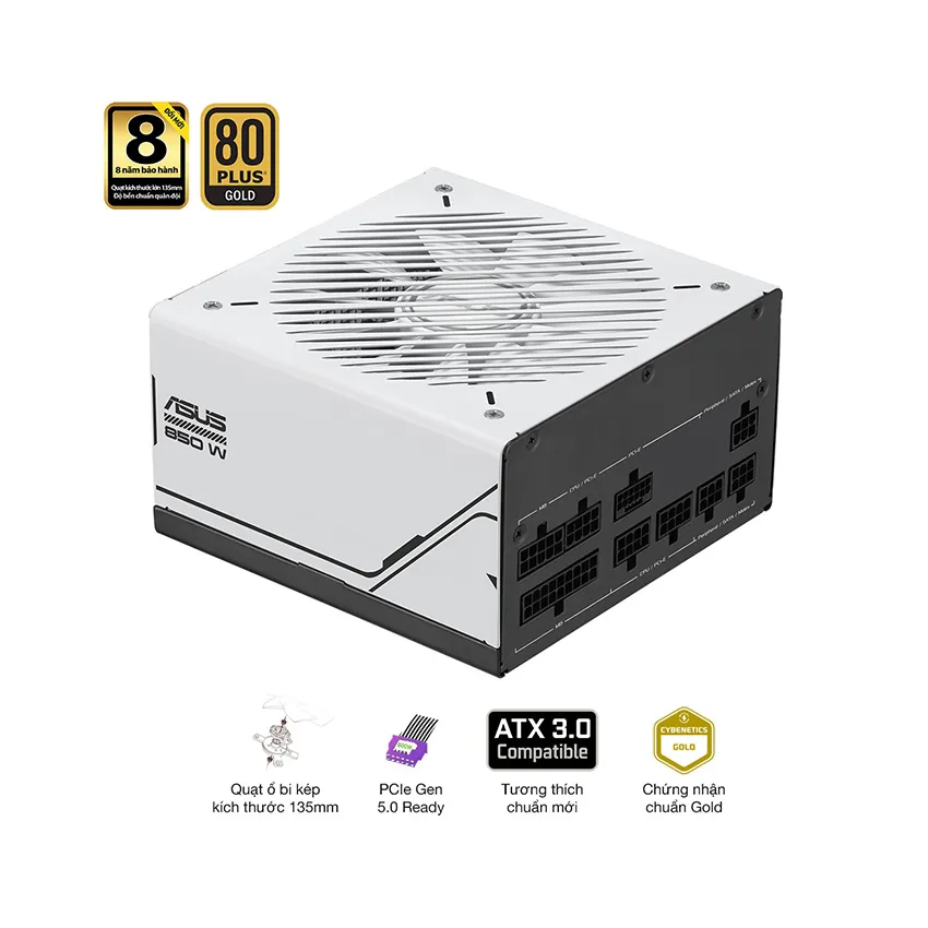 Nguồn Asus AP-850G (80PlusGOLD/ATX 3.0/PCIe Gen 5.0 /Full Modular/Màu Trắng)